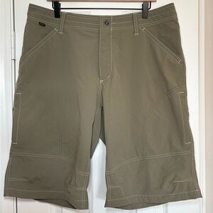 KÜHL Renegade Shorts 13”‎ Khaki Green Outdoor Hiking Nylon Stretch Size 38